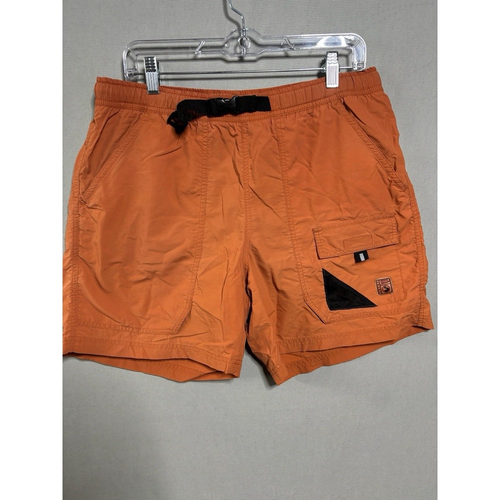 Eddie Bauer Shorts Men's Medium Adult Orange Athletic Outdoors Swim Wear Pockets